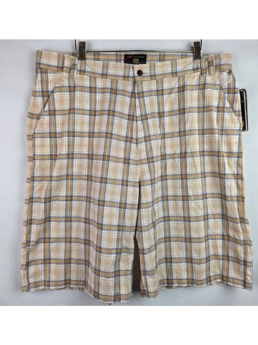 Phat Farm Men's Shorts Size 40 Orange Plaid Loose Baggy Y2K Shorts Phat Classics